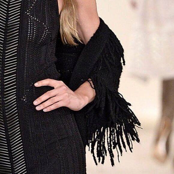 Ralph Lauren Fall 2015 Runway Collection Black Cashmere Boucle Fringe Cardigan - Picture 3 of 17